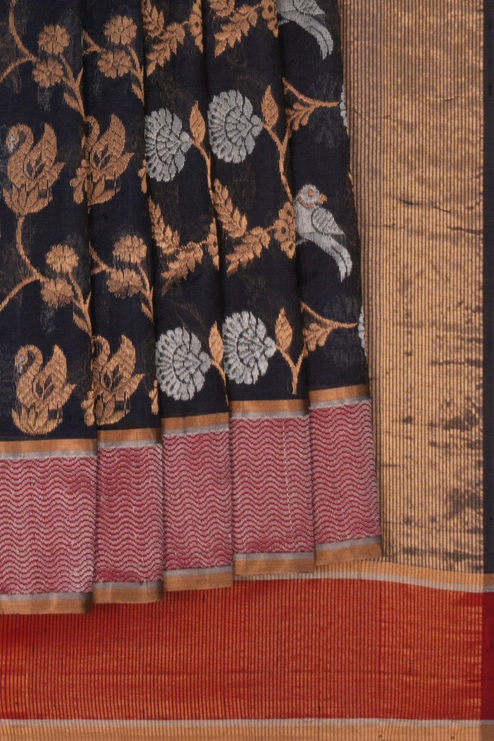 Image of Navy Blue Chanderi Saree